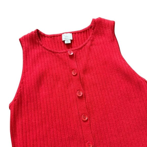 A New Day Tank Ribbed Button Front Sweater Red Large - Picture 4 of 6